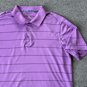 St Andrews Of Scotland Polo Shirt Mens Large Purple Stripe Golf Performance